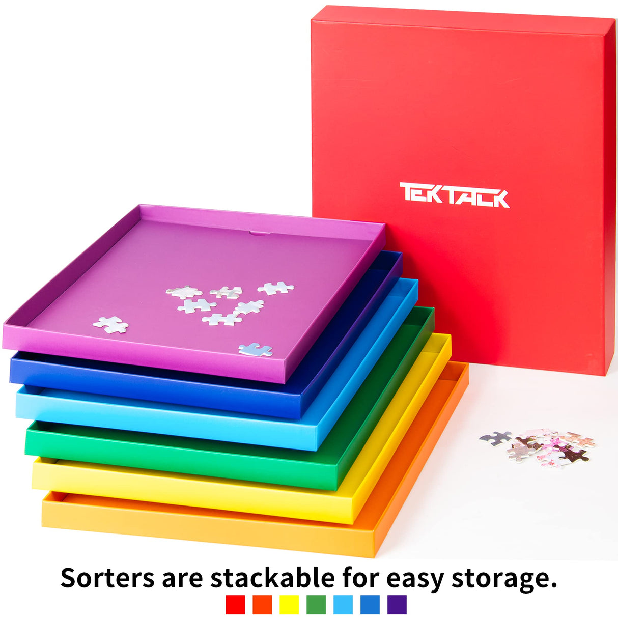 Tektalk Puzzle Sorting Trays Stackable Jigsaw Puzzle Sorters Puzzle Accessory for Puzzlers for Puzzles up to 1500 Pieces Tektalk