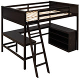 Espresso Wooden Full Size Loft Bed with Integrated Desk and Storage by Harper & Bright Designs Harper & Bright Designs