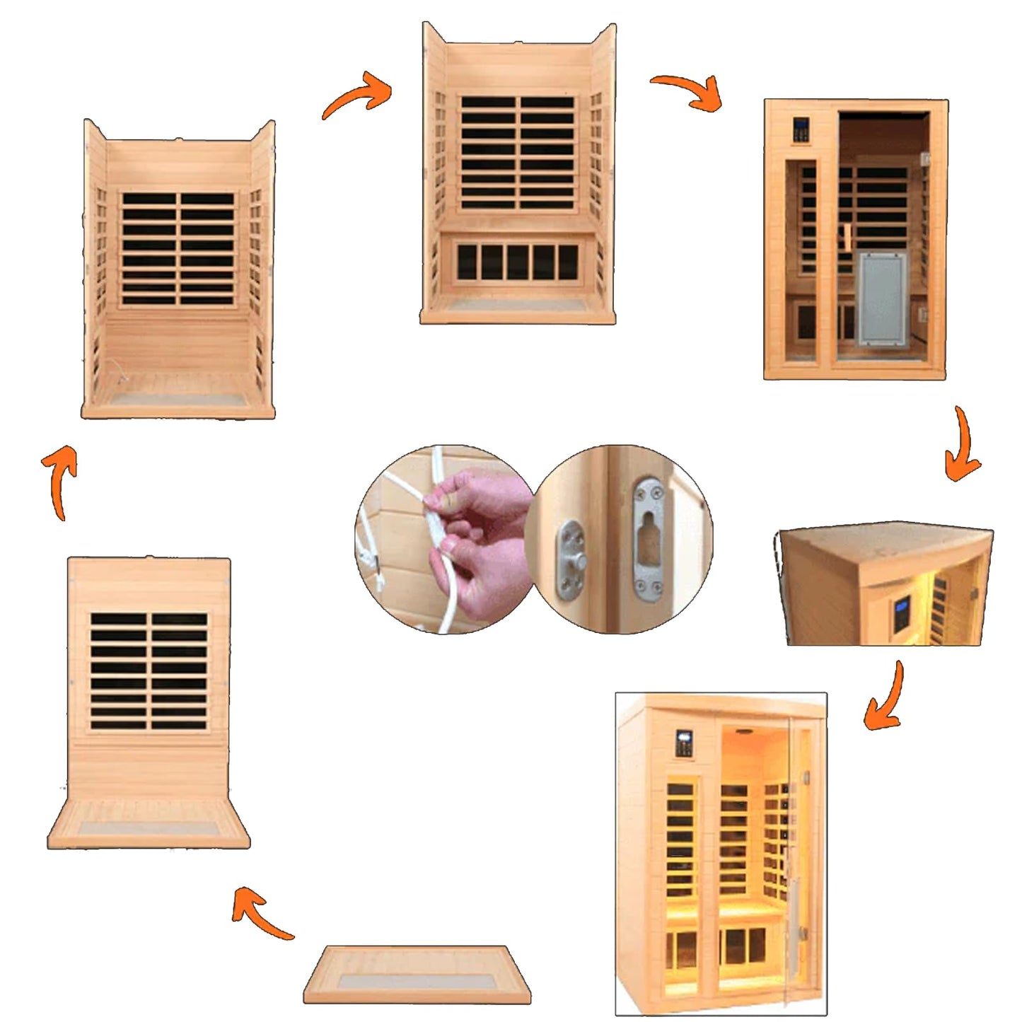 2 Person Hemlock Wood Ultra-Low EMF Far Infrared Sauna For Home, Indoor Home Sauna Spa With 1750w, 9 Heating Plates, LCD Control Panel, 2 Bluetooth Speakers, 3 Chromotherapy Lights, 2 Reading Lights
