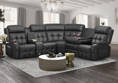 Reclining Sectional Couches for Living Room, L Shaped Large Sectional Reliner Sofa, Faux Leather Couch, Home Theater Seating with Console, Recliner Couch & Sofa