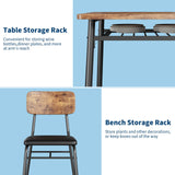 GarveeHome Dining Table Set for 4 with Storage Rack, 5-Piece Kitchen Table and Upholstered Chairs of 4, Wood Tabletop & Heavy-Duty Metel Frame, Dining Room Set for Small Space, Apartment, Brown GarveeHome