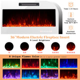 AMERLIFE 3 Piece Modern Wall Unit Entertainment Center Set, High Gloss 70" Fireplace TV Stand with 36" Electric Fireplace, 2 LED Wall Cabinets with Storage for Living Room, White AMERLIFE