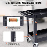 VEVOR Utility Service Cart, 2 Shelf 550LBS Heavy Duty Plastic Rolling Utility Cart with 360° Swivel Wheels, Medium Lipped Shelf, Ergonomic Storage VEVOR