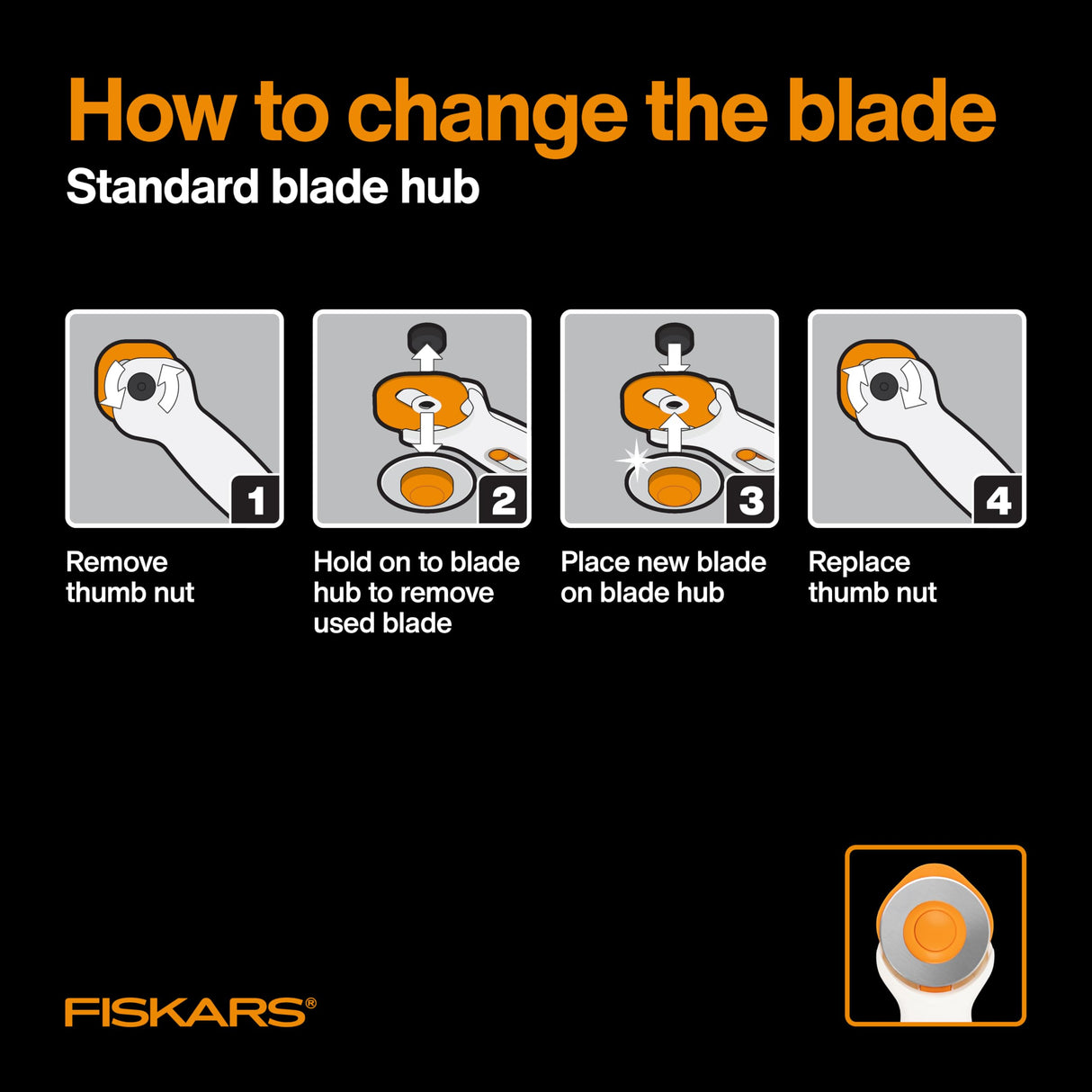 Fiskars 45mm Rotary Cutter for Fabric, Premium Steel Stick Fabric Cutter Cuts Through Multiple Layers, Right and Left Handed, Easy and Safe Blade Change, Arts and Crafts, Sewing and Quilting Tools Fiskars