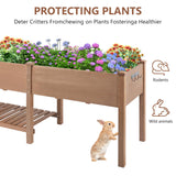ketive Raised Garden Bed with Legs Outdoor,Elevated Garden Box,Storage Shelf, Protective Liner for Backyard,Patio,Balcony,80x23x30in (Brown) ketive