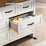 Amada Farmhouse 7 Drawer Dresser for Bedroom, 47.2 Inch Wide Wood Dresser with Natural Texture, Large Drawers, Rustic Farmhouse Chest of Drawers for Bedroom, Living Room, Hallway, Brown & White AMADA HOMEFURNISHING