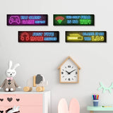 4 Pcs Printed Neon Gaming Posters, Teen Boys Room Decorations, gamer wall art Decor for bedroom Wooden Simimi art