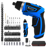 MXMZHXU Cordless Screwdriver, 8V Max 10Nm Electric Power Screwdriver with 47 Accessories, 6+1 Torque, Pivoting Handle, 2000mah Rechargeable Screw Gun & Bit Set with LED Light, Flexible Shaft MXMZHXU
