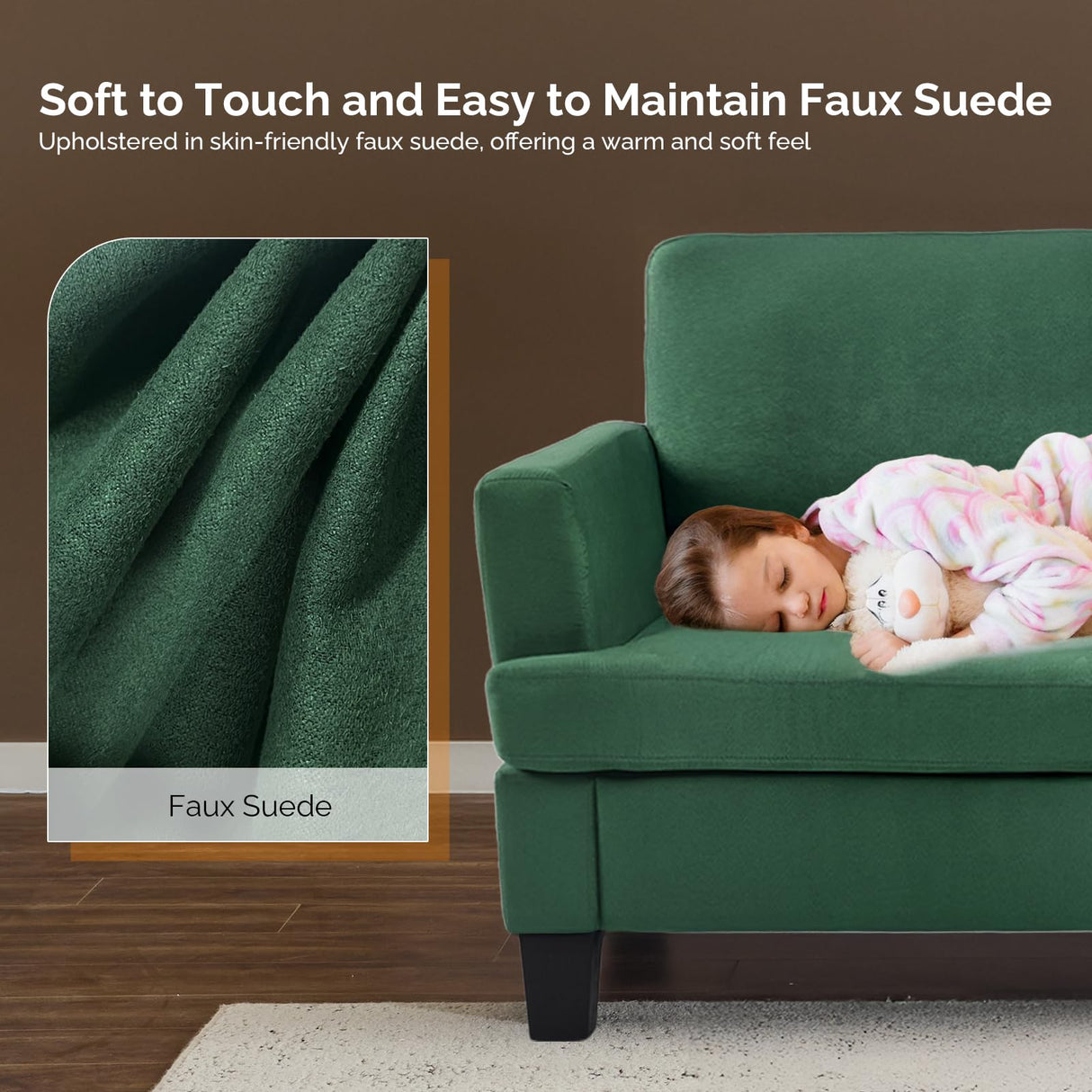 VINGLI Green 83" Sofa Couches for Living Room, Modern Comfy 3 Seater Couch 25.6" Deep Seat Upholstery Cozy Sofas for Small Space, Bedroom, Apartment, Home Office VINGLI