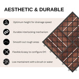 9 PCS Interlocking Deck Tiles 12" x 12"- Acacia Wood Deck Tiles Waterproof - Patio Deck Tiles for Indoor & Outdoor Use, Drainage, Non Slip, Easy Installation (Brown) J CLOVER