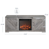 BELLEZE Modern 58" Farmhouse TV Stand with 18" Electric Fireplace Heater & Media Entertainment Center for TV up to 65", Console Table with Storage Cabinets - Hilo (Grey Wash) BELLEZE