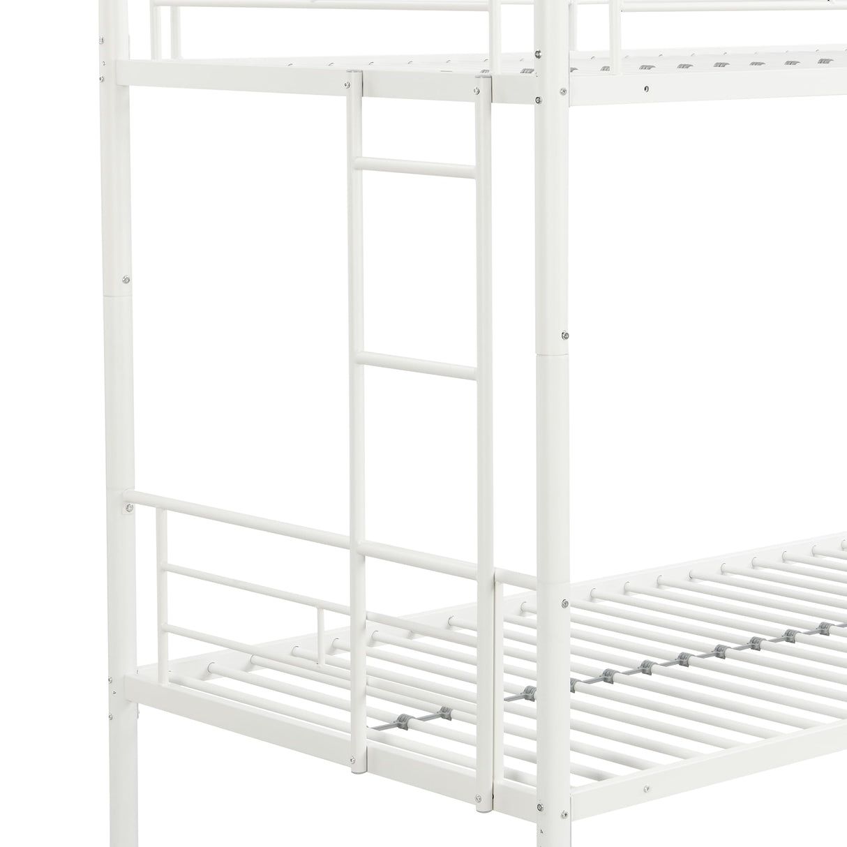 AEMSOFK Twin Over Twin Metal Bunk Bed with Trundle,Can be Divided Into Two Bed with Ladder & Guard Rail for Adults,No Box Spring Needed, Noise Free (White) AEMSOFK