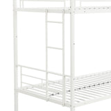 AEMSOFK Twin Over Twin Metal Bunk Bed with Trundle,Can be Divided Into Two Bed with Ladder & Guard Rail for Adults,No Box Spring Needed, Noise Free (White) AEMSOFK