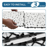 SUNWINGS 4PCS Natural Stone Interlocking Deck Tiles 12"x12" Pebble Waterproof Patio Deck, Outdoor Indoor Floor Decking Tiles for Porch Poolside Balcony Backyard, White sunwings