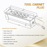 CHETTO C 72-inch Rolling Tool Chest Cabinet Mobile Workbench with 15 Storage Drawers and Wheels 3 Uper Cabinet Outlet SS Pegboard Black Tool Box for Garage CHETTO C