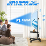 Rfiver Mobile TV Cart with Power Outlet, Rolling TV Stand for 23-60 Inch LCD LED OLED Flat Panel Curved Screen TVs up to 88 lbs, Height Adjustable Portable TV Stand with Wheels, Max VESA 400x400mm Rfiver