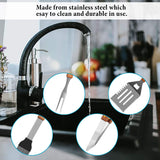 IMAGE Wooded BBQ Accessories Grilling Tools,Stainless Steel BBQ Tools Grill Tools Set for Cooking, Backyard Barbecue & Outdoor Camping Gift for Man Dad Women Barbecue Enthusiasts Set of 4 IMAGE