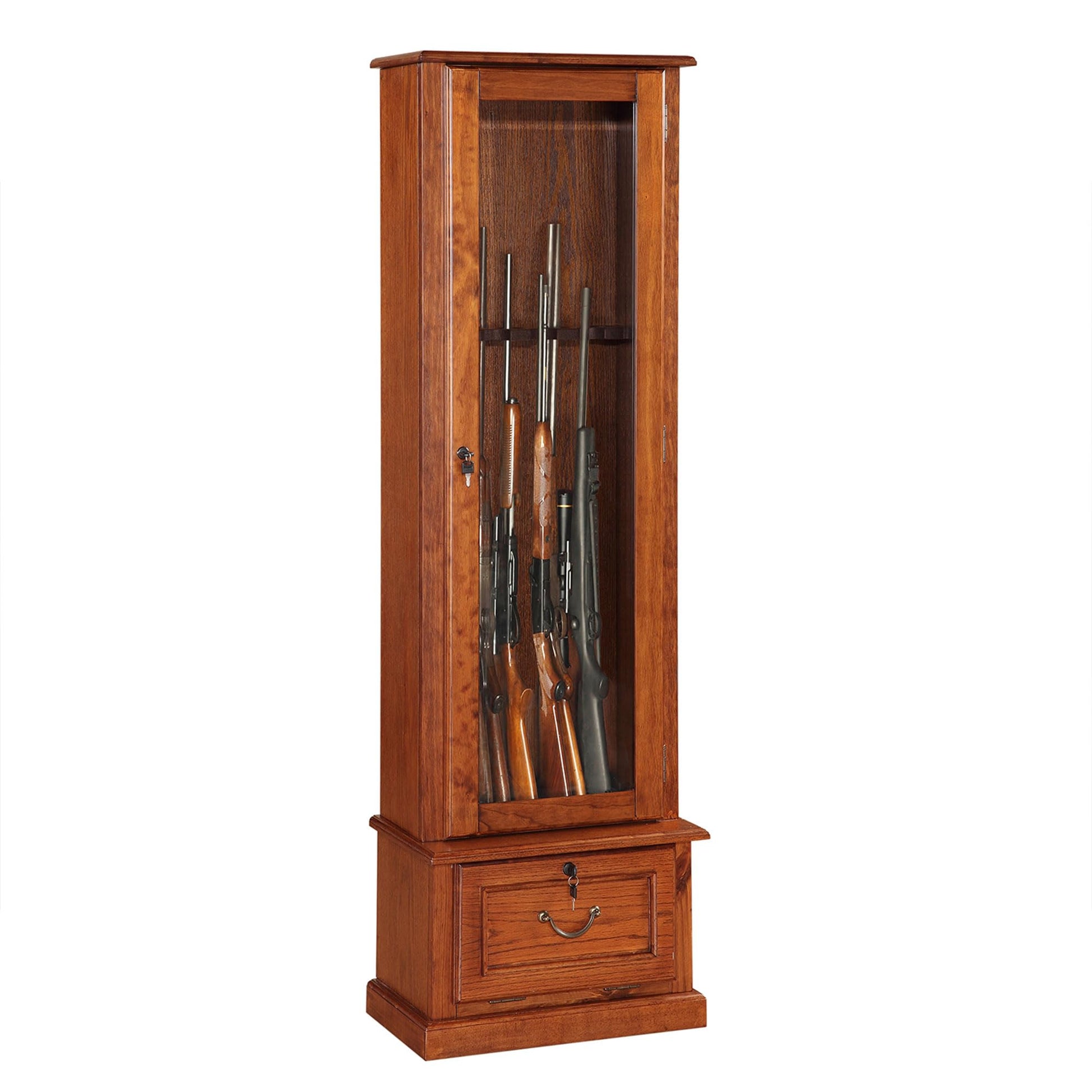 American Furniture Classics Model Wood Gun Display Cabinet, Brown - WoodArtSupply