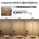 YIBEN 2Pack Rechargeable Cordless Table Lamp, Portable Powered LED Battery 6000mAh Metal USB Desk Lamp, 3 Levels Brightness Light for Restaurants Outdoor (2pack Titanium) YIBEN