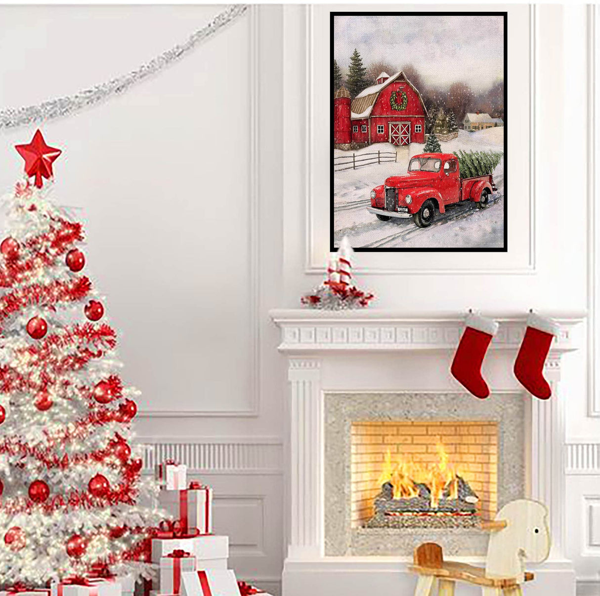 RUIHA Christmas Diamond Painting Kits,Winter Diamond Art Kit for Adults,5D Truck Paint with Diamond Full Drill for Parents-Children Interrction,Wall Decor(12x16) RUIHA