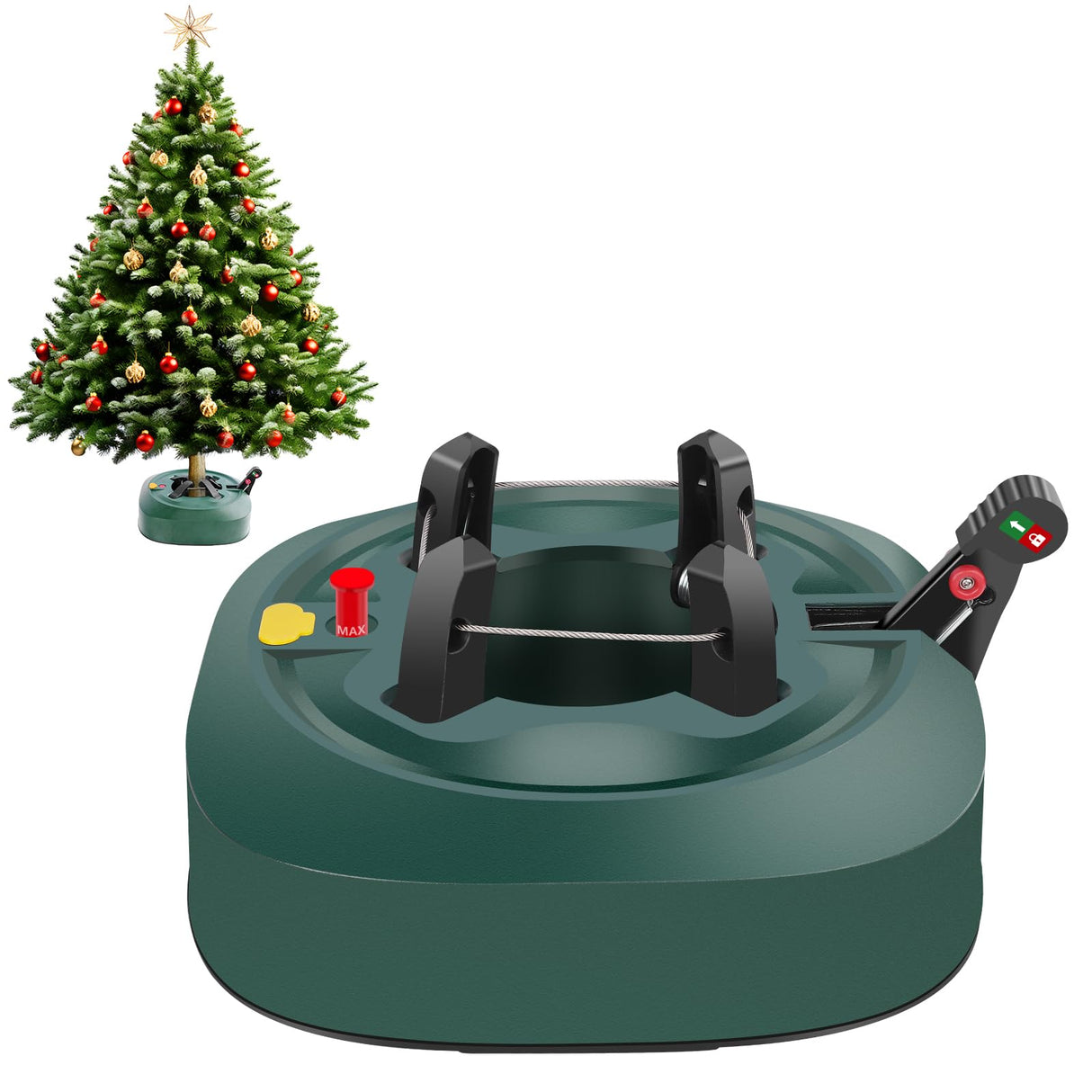 Christmas Tree Stand for Real Trees, Heavy Duty Live Christmas Tree Stand Fits 7.5 Ft Tree with 1.2-5 In Diameter, Easy Setup Christmas Tree Base Holder Stand With Water Level Indicator, Fast Clamp ANGAR