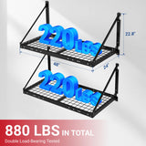 FLEXIMOUNTS 2-Pack 2x4ft Garage Wall Shelving - Heavy Duty Garage Storage Rack, 440 lbs Load Capacity with Brace Guardrail, Organization System for Tools, Heavy Bins, Sports Equipment, Utility Room FLEXIMOUNTS