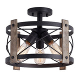 Bargeni Flush Mount Light Fixture,13-inch Rustic Ceiling Light Fixture,Matte Black Finish,3-Light Farmhouse Light Fixtures for Living Room,Kitchen,Bedroom,Dining Room,Foyer,Hallway Bargeni
