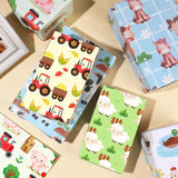 12 Sheets Farm Animal Wrapping Paper - Farmhouse Themed Gift Wrap with Pigs, Cows, Sheep, Chickens, Folded Flat Packaging Paper for Birthdays, Showers, Holidays, DIY Craft, 19.7 x 27.6 Inches Pineraap