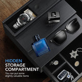 Cologne Stand Organizer for Men, 3 Tier Cologne Display Shelf with Velvet Lining Drawer and Compartments for Watch, Jewelry, Perfume Display Risers for Cologne, Great Gift for Father Zecela