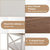 Sophia & William Farmhouse Coffee Table with Storage Shelf for Living Room, Ivory Sophia & William