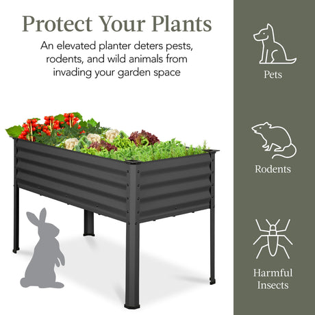 Best Choice Products 48x24x30in Galvanized Raised Garden Bed, Metal Elevated Planter Box, Vegetable Garden for Backyard, Patio, Balcony - Charcoal Best Choice Products