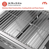 Megamaster Premium Outdoor Cooking 2-Burner Grill, While Camping, Outdoor Kitchen, Patio Garden, Barbecue with Two Foldable legs, Silver in Stainless Steel Megamaster