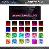 42" Electric Fireplace in-Wall Recessed and Wall Mounted 1500W Fireplace Heater and Linear Fireplace with Timer/Multicolor Flames/Touch Screen/Remote Control (Black) Xbeauty