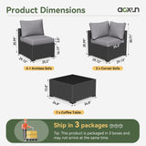 Aoxun 7 Piece Patio Furniture Set Wicker Rattan Patio Sectional Sofa Set Outdoor Seating Furniture with Thickened Cushion, Grey Aoxun
