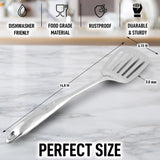 Zulay Kitchen Stainless Steel Cooking Utensil - Stainless Steel Kitchen Utensil - Durable Kitchen Gadgets - Metal Kitchen Accessories - Easy to Clean Kitchen Tools - 14.8" Slotted Turner Zulay Kitchen