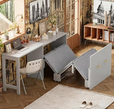 Bellemave Twin Size Murphy Bed, Cabinet Bed with Desk, Farmhouse Murphy Cabinet with Desk, Noisy Free, for Guest Bedroom, Living Room, Office, Gray Bellemave