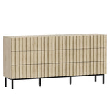 UEV 59" Long Fluted Dresser for Bedroom, Mid Century Wooden 9 Drawer Dresser, Accent Modern Chest of Drawers TV Stand for Bedroom, Hallway (Ivory White) UEV