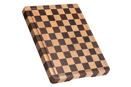 THETCHRY Large Wood Cutting Boards for Kitchen - Design in USA Checkered Cutting Board, Butcher Block Acaia Wood Cutting Board for Kitchen with Juice Grooves & Built in Handles, 17"L x 12"W x 0.8"Th thetchry