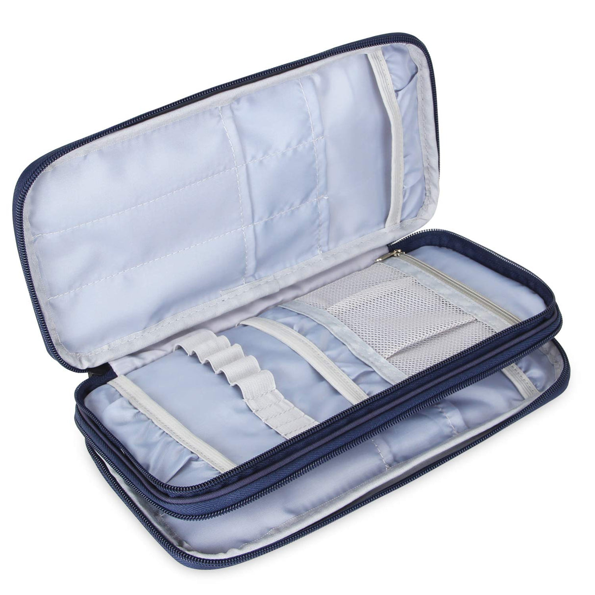 Teamoy Knitting Needles Case(up to 10-Inch), Travel Organizer Storage Bag for Circular and Straight Knitting Needles, Crochet Hooks and Knitting Accessories, Blue Cats-NO ACCESSORIES INCLUDED Teamoy