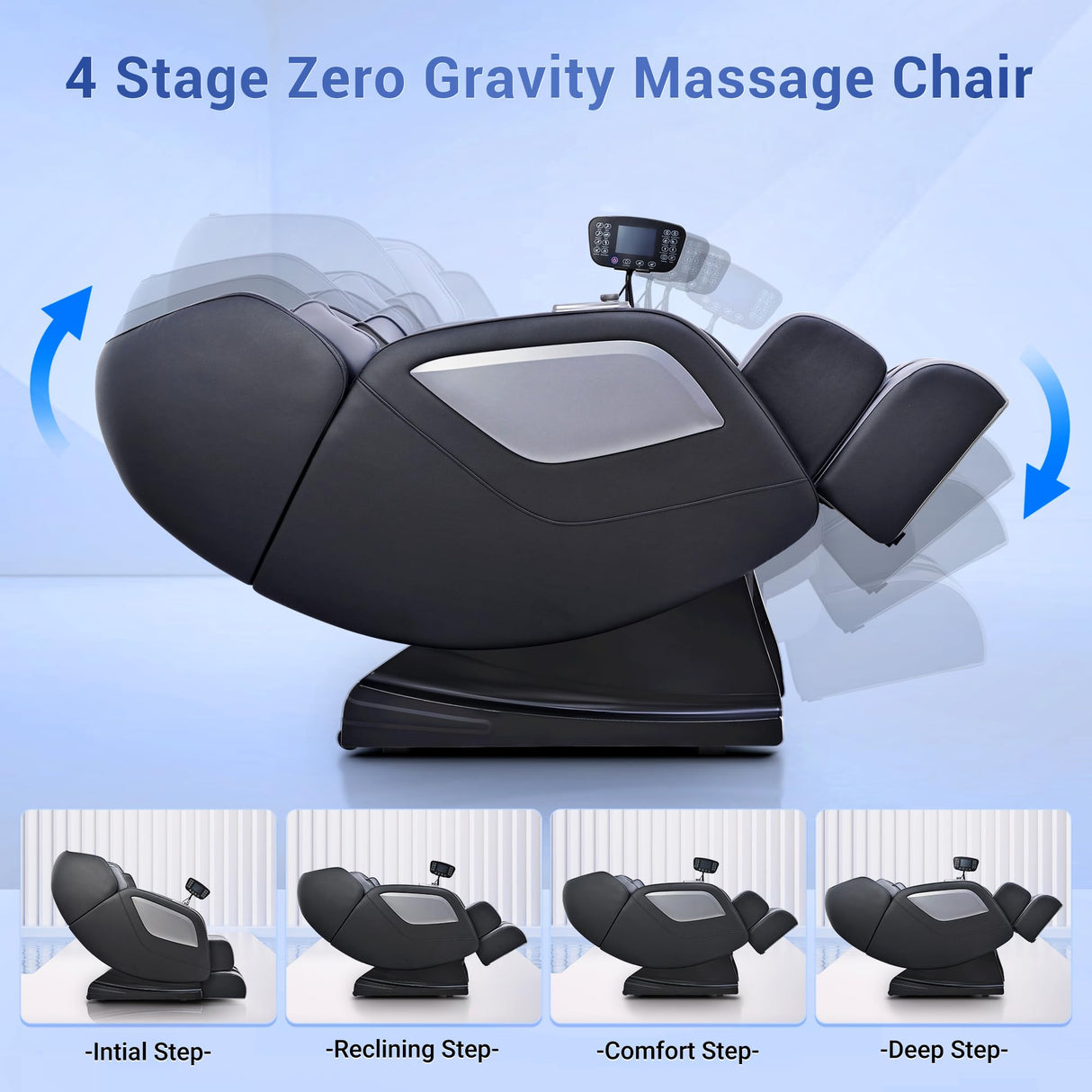 Mazzup Full Body Zero Gravity Shiatsu Massage Chair with Fully Assembled, LCD Screen, Shortcut Keys, USB Charging Port, Heat, for Loved Ones, Parents, Black Mazzup