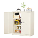 Greenvelly Metal Storage Cabinet, 42” Locking Storage Cabinet with Doors and Shelves, Lockable Storage Cabinets for Home Office, Utility Locker Cabinet, Steel Garage Cabinet with 2 Keys, Grey Greenvelly