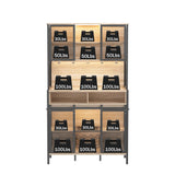 QNICE 72" Coffee & Wine Bar Cabinet with Sliding Barn Door, Farmhouse Buffet Cabinet with Wine Rack & Glass Holder, Led Storage Cabinet for Kitchen Living Dining Room (Rustic Oak) QNICE