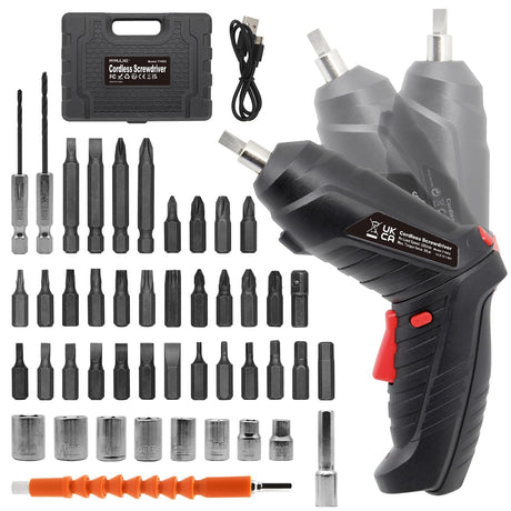 Cordless Electric Screwdriver, 3.6V Rechargeable Power Screwdriver with 47 pcs Accessories, usb charging, 3Nm Screw Gun, mini Carrying screwdriver set with LED Light for Electric Power Drill Set MYMULIKE