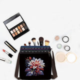 BAYUNOE DIY Diamond Crossbody Bag Diamond Art Painting Grocery Bag Black Canvas Shoulder Beach Tote Bags Single Side Diamond Shopping Bags for Women Art Craft Gift-Flower04 BAYUNOE