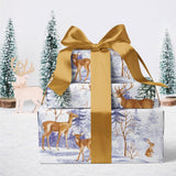 WRAPAHOLIC Kraft Christmas Wrapping Paper - Mini Roll - 17 Inch x 33 Feet - Watercolor Animal and Winter Forest Landscape Design for Christmas, Holiday, Party Celebration WRAPAHOLIC