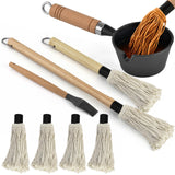BBQ Mop Brush and Cast Iron Sauce Pot Set, 8Pcs Barbecue Accessories Include Basting Melting Pot, 2 Size Wooden Handle Sauce Mops with 4Pcs Replacements and Oil Brush for Meat Smoker, Grill, Stove PACETAP