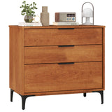 Giantex 3-Drawer Dresser for Bedroom, Multipurpose Chest of Drawers, Mid-Century Modern Storage Cabinet with Anti-Tip Kit, Clothes Organizer, 30”W Nightstand for Closet, Living Room, Entryway, Cherry Giantex
