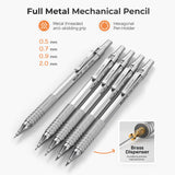 Nicpro 22PCS Metal Mechanical Pencil Set in Case, Art Drafting Pencil 0.5, 0.7, 0.9 mm & 2 PCS 2mm Mechanical Drawing Pencils with 396PCS Leads (4B 2B HB 2H Colored) for Drawing Writing Sketching Nicpro