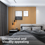 Art3d 8-Pack 96 x 6in. WPC Acoustic Slat Wall Panel for Modern Interior Decor, TV Background, Living Room, Oak Art3d