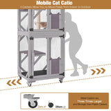 Catio Outdoor Cat Enclosure, 4 Tiers Outdoor Cat House with Wheels, Kitty Cages Indoor Large Window Catio -Waterproof Roof Suumerpety